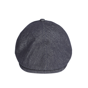 新款牛仔贝雷帽复古前进帽女春夏报童帽小众大头围藏蓝色画家帽子