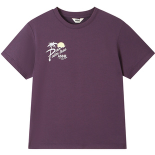 安奈儿童装男女童圆领短袖T恤2025夏凉感弹力透气吸湿快速干纯棉