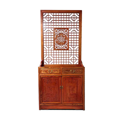 客厅屏风隔断实木中式双面雕花柜