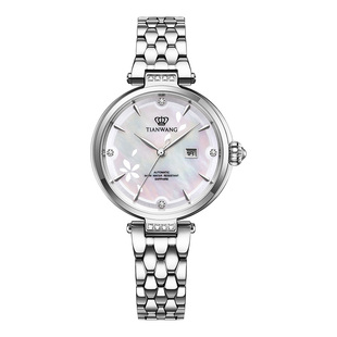 天王小花瓣女士手表时尚贝母手表女钢带自动机械表繁花系列51176