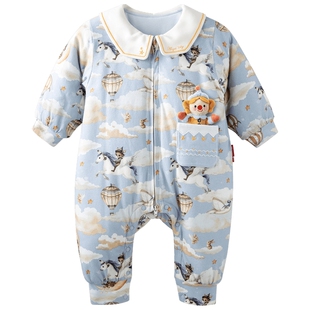 [云上童话]aqpa爱帕婴儿夹棉连体衣冬季保暖加厚棉服哈衣外出服萌