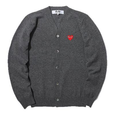 川久保玲针织开衫红色爱心刺绣