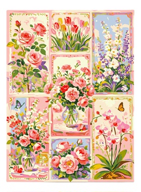 DIY玫瑰数字油画手工绘画套装