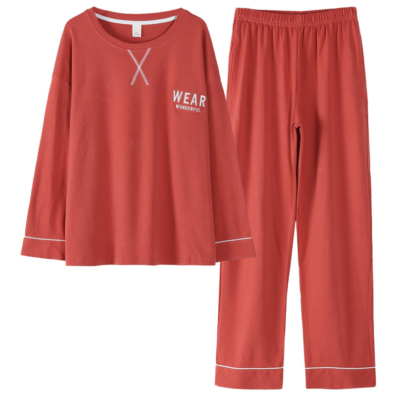 100%纯棉睡衣女春秋季新款长袖宽松大码全棉休闲家居服套装可外穿