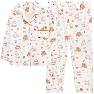 轻松熊rilakkuma睡衣女秋冬季新款加厚珊瑚绒保暖可爱卡通家居服
