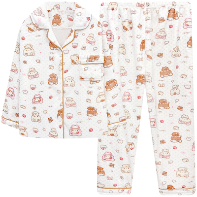 轻松熊睡衣女秋冬季新款加厚珊瑚