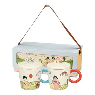 摩登主妇陶瓷马克杯三八节妇女礼物闺蜜结婚一对情侣水杯带盖杯子