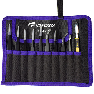 拓伏锐镊子套装工具不锈钢加厚夹持精密镊子组套带金属撬棒维修组