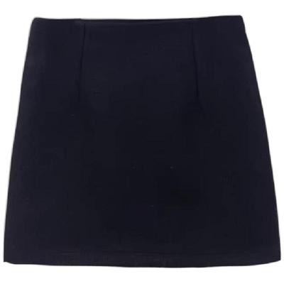 黑色高腰显瘦毛呢包臀半身裙短款