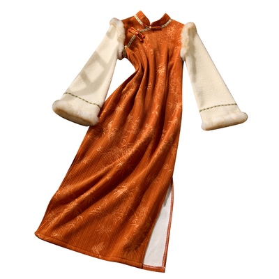 忆南栀旗袍2025新款冬装倒大袖