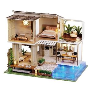 diy小屋新中式大型别墅手工制作小房子模型拼装建筑玩具生日礼物
