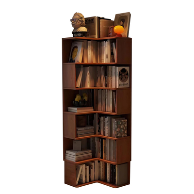实木转角落地靠墙收纳书架