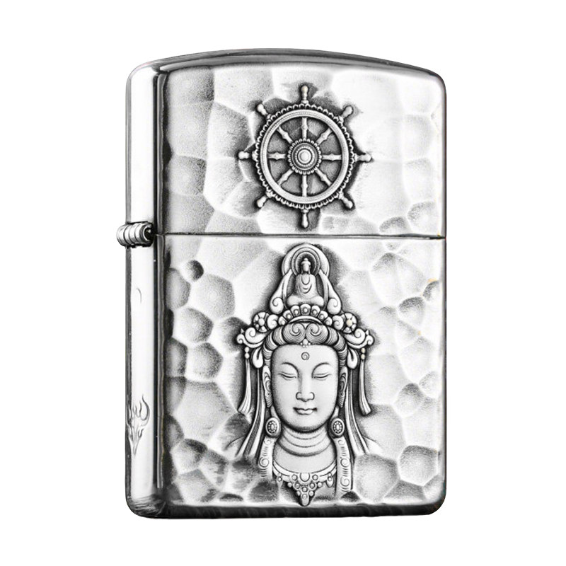 ZIPPO蚊版镀银观心盔甲