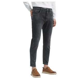 【亲肤透气】古鲨高级天丝牛仔裤男黑色舒适修身长裤2026春装新款