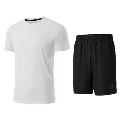 匹克运动短袖套装速干科技夏季新款男士跑步女休闲短袖短裤套装