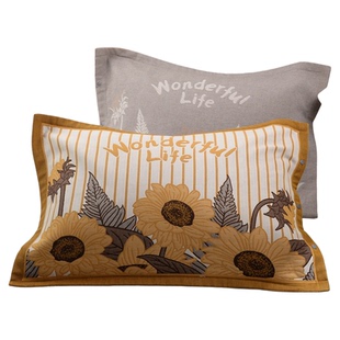 按扣式纯棉纱布枕套一对48x74/卡通个性时尚加厚全包成人枕头芯套