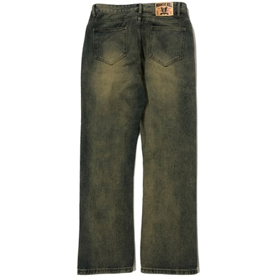 MIRACLE KILL潮牌新款怀旧破洞须拉链直筒宽松牛仔长裤男女同款