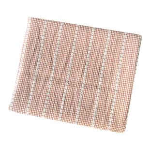 白色草莓粉织格提花涤棉麻布料  制衣服装上衣衬衫连衣长裙子面料