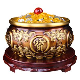 聚宝盆黄铜米缸开业礼品招财生财聚财八方来财家用客厅存钱罐摆件