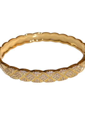 网格交叉手镯女法式简约叠戴气质