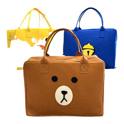 卡通公仔休闲毛毡手提包新款
