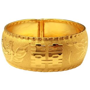 薄软新款镀金龙凤手镯女新娘结婚沙金假三金拍照道具首饰中式婚嫁