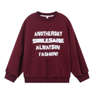 男童秋季潮牌红色运动套头卫衣2025新款儿童男孩春秋宽松街舞上衣