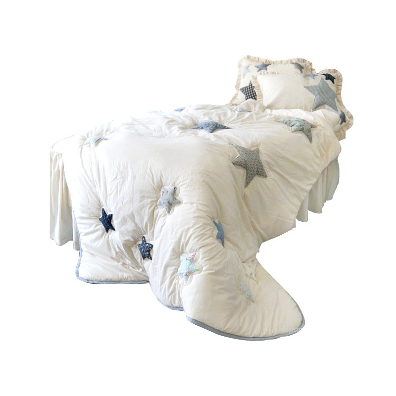 KINGSROOM韩国进口立体星星夹棉缝纫点碎花拼布儿童房INS风床品