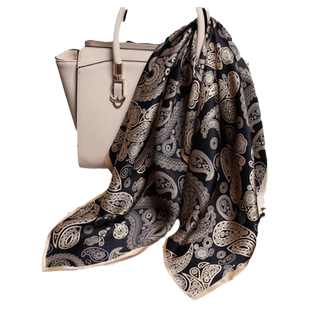 时尚高级感腰果花大中小方巾女百搭丝巾真丝缎面围巾妈妈礼物披肩