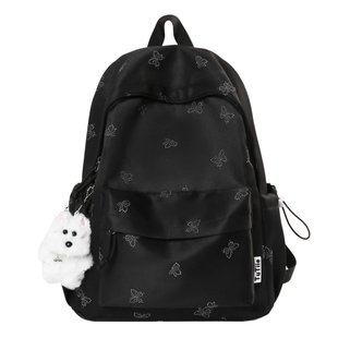 书包初中生女黑色高颜值耐脏简约ins日韩风2025新款大学生双肩包