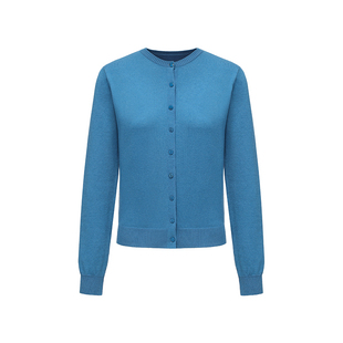 oinimi 经典小圆领basic针织开衫 花灰/蝶蓝 高知修身薄款针织衫