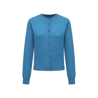 oinimi 经典小圆领basic针织开衫 花灰/蝶蓝 高知修身薄款针织衫