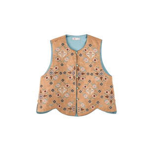 宫小妍【迎春宝相】刺绣新中式波浪边风马甲5071511