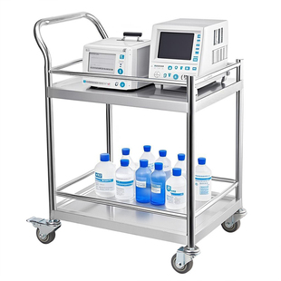 实验室医用双层304不锈钢小推车半导体仪器设备移动静音工具推车