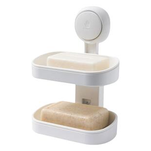 太力肥皂盒吸盘壁挂式家用双层沥水卫生间收纳免打孔香皂盒置物架