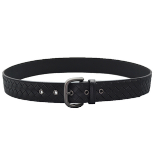 手工编织腰带男真皮纯牛皮编制针扣休闲百搭裤带商务男士皮带bv35