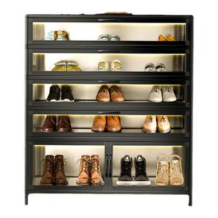 铝合金家用大容量鞋柜阳台室外走廊防水鞋柜黑色现代不锈钢防晒柜