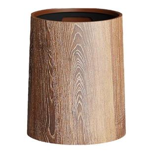 中式复古仿木纹垃圾桶家用2026新款大容量客厅厨房卫生间酒店纸篓