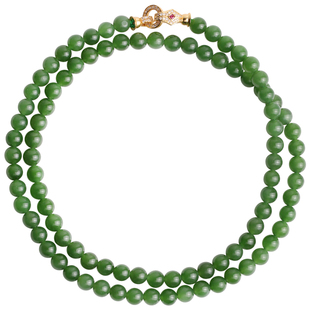 心斋堂【贵妃】收藏俄罗斯菠菜绿和田碧玉项链送妈妈礼物手串女生