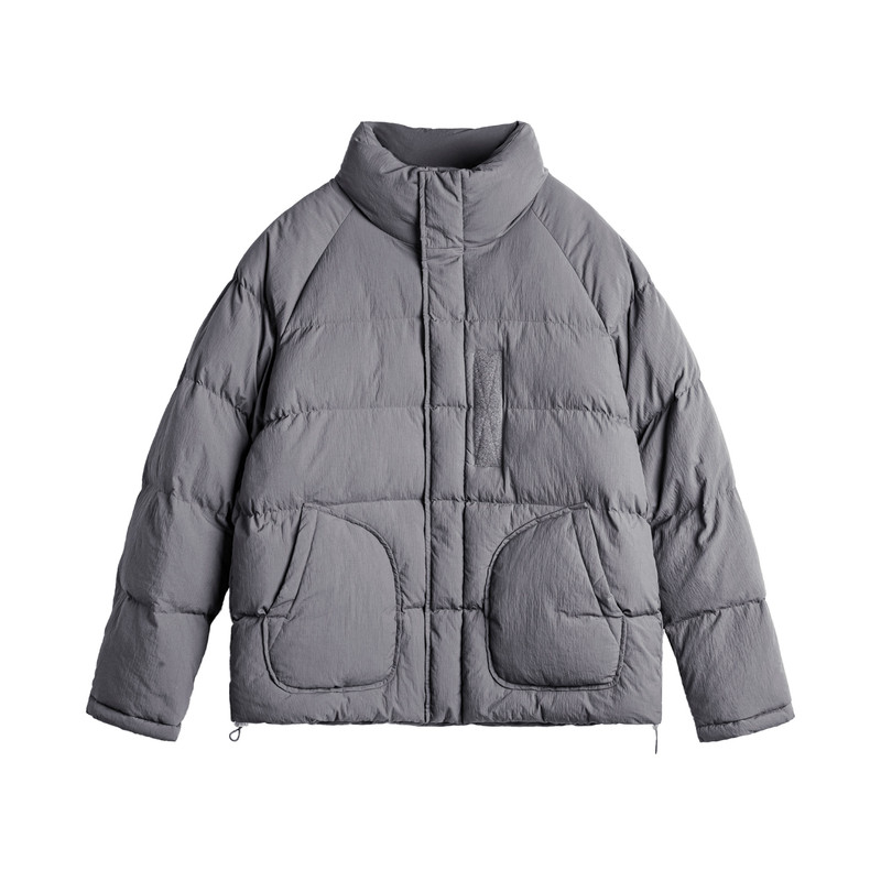 马登工装美式灰色插肩袖立领棉服