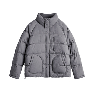 马登工装美式灰色尼龙棉服插肩袖外套立领加厚保暖短款夹克男秋冬