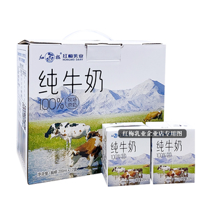 顺丰速递:红梅乳业新品纯牛奶 小盒装 12盒1箱(礼盒装)