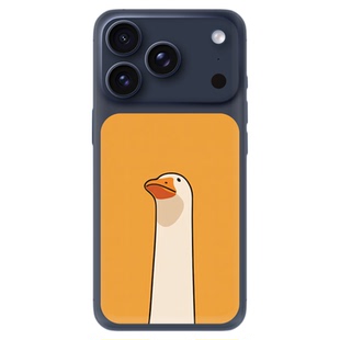 SkinAT适用苹果手机17 Pro背板贴纸 17Pro Max局部后背膜 iPhone 16可爱呆鹅贴 趣味卡通治愈系创意卡片贴