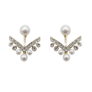 男朋友宋慧乔同款韩国珍珠镶钻耳环前后挂羽翼气质温柔百搭耳钉女