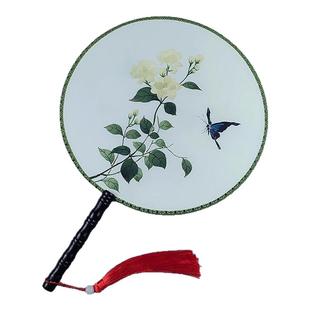 团扇舞蹈专用淡妆浓抹总相宜古典舞古风扇子双面印花表演舞蹈道具