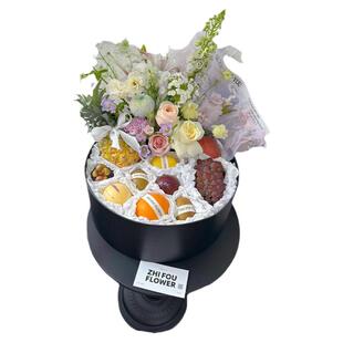 入冬四件套水果礼盒鲜花花束包装盒高档开窗圆盒亚克力透明方盒