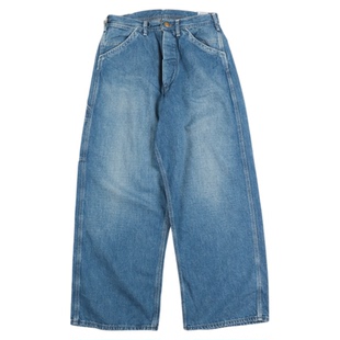 日本orSlow 1930年复古9盎司水洗宽松版画家裤重度水洗蓝