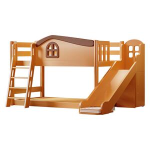 实木儿童床双人上下床铺小户型半高床两层带滑梯高低子母床双层床