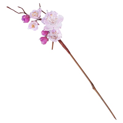 照水朱砂 热缩花簪国风新中式竹子发簪汉服发钗u型盘发粉紫头饰女