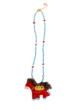 古古樂马年刺绣平安吊坠项链